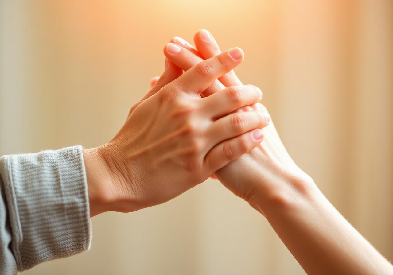 Hands held together in a gesture of support and compassion